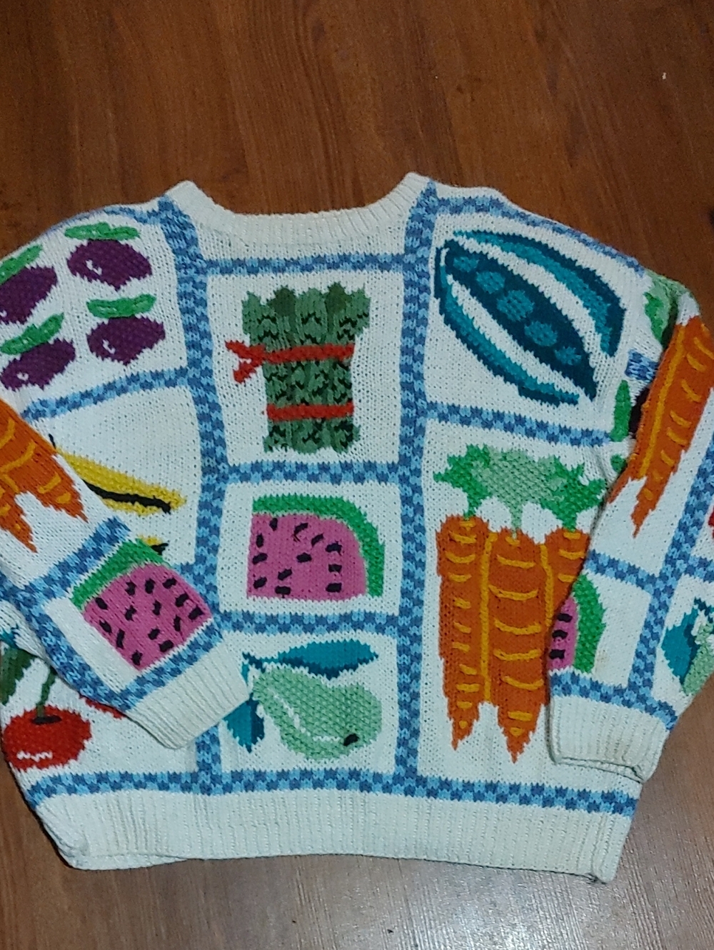 Vintage Northern Isles Colorful Produce Knit Sweater Sz XL